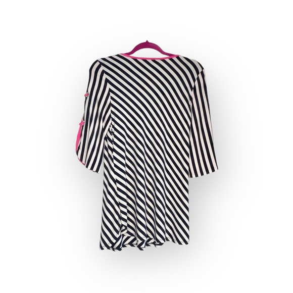 Joseph Ribkoff ✈︎ Nautical Inspired Striped Top Blouse ✈︎ Neon Pink Detail ✈︎ 6 - Picture 10 of 17